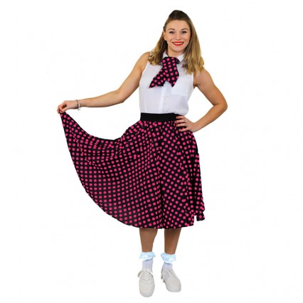 Women Costumes 1950s Womens Costume Long Black Green Polka Dot 1950s Skirt and Scarf Set for Carnival Party  Women Costumes 1950s Womens Costume Long Black Green Polka Dot 1950s Skirt and Scarf Set for Carnival Party
