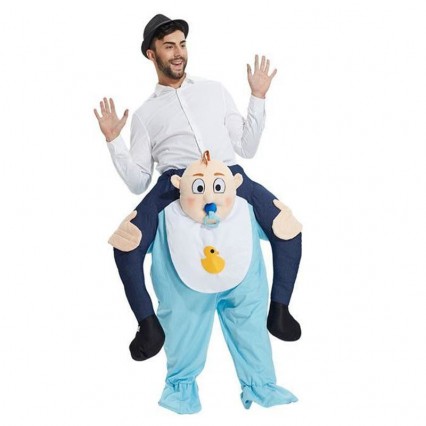 Ride On Costumes Wholesale White Blue Mens Ride On Baby Costume Carry Me Mascot Fancy Dress for Party