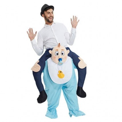 Ride On Costumes Wholesale White Blue Mens Ride On Baby Costume Carry Me Mascot Fancy Dress for Party Ride On Costumes Wholesale White Blue Mens Ride On Baby Costume Carry Me Mascot Fancy Dress for Party