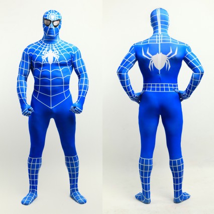 Superhero Comic Costumes Wholesale Halloween Lycra Spandex Blue White Stripes Zentai Suit Inspired by Spiderman Halloween from China Manufacturer Directly Superhero Comic Costumes Wholesale Halloween Lycra Spandex Blue White Stripes Zentai Suit Inspired by Spiderman Halloween from China Manufacturer Directly