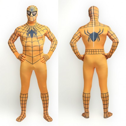 Superhero Comic Costumes Wholesale Halloween Orange Spandex Lycra Bodysuit Inspired by Spiderman Halloween from China Manufacturer Directly