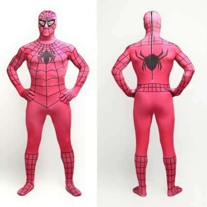 Superhero Comic Costumes Wholesale Halloween Rose Lycra Spandex Black Strip Zentai Suit Inspired by Spiderman Halloween from China Manufacturer Directly