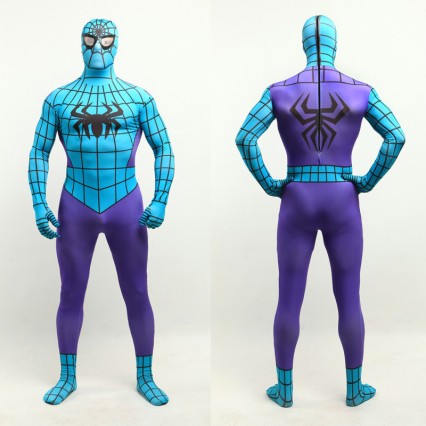 Superhero Comic Costumes Wholesale Halloween Spiderman Purple & Blue Lycra Bodysuit Halloween from China Manufacturer Directly