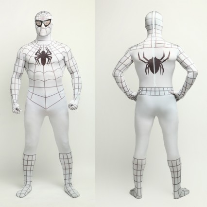 Superhero Comic Costumes Wholesale Halloween White Lycra Spandex Bodysuit Inspired by Spiderman Halloween from China Manufacturer Directly