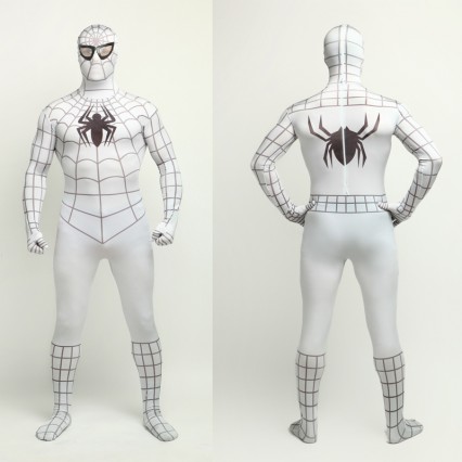 Superhero Comic Costumes Wholesale Halloween White Lycra Spandex Bodysuit Inspired by Spiderman Halloween from China Manufacturer Directly Superhero Comic Costumes Wholesale Halloween White Lycra Spandex Bodysuit Inspired by Spiderman Halloween from China Manufacturer Directly
