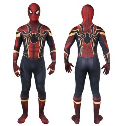 Superhero Comic Costumes Wholesale Avengers Infinity War Iron SpiderMan Costume 3D Original Movie Superhero Costume Fullbody Zentai Suit Hood Separated