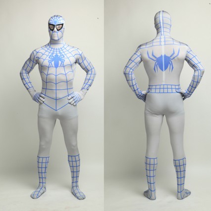 Superhero Comic Costumes Wholesale Halloween Lycra Spandex Blue White Stripes Zentai Suit Inspired by Spiderman Halloween from China Manufacturer Directly Superhero Comic Costumes Wholesale Halloween Lycra Spandex Blue White Stripes Zentai Suit Inspired by Spiderman Halloween from China Manufacturer Directly