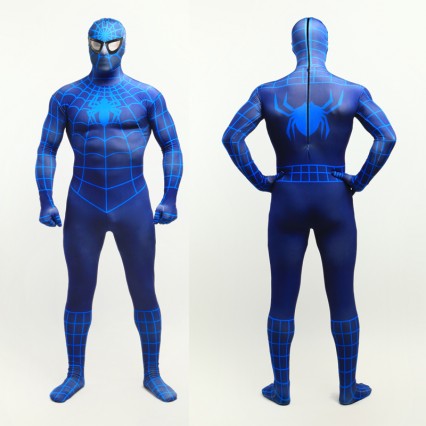 Superhero Comic Costumes Wholesale Navy Blue Lycra Spandex Bodysuit Inspired by Spiderman Halloween from China Manufacturer Directly