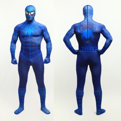 Superhero Comic Costumes Wholesale Navy Blue Lycra Spandex Bodysuit Inspired by Spiderman Halloween from China Manufacturer Directly Superhero Comic Costumes Wholesale Navy Blue Lycra Spandex Bodysuit Inspired by Spiderman Halloween from China Manufacturer Directly