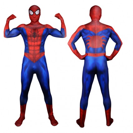 Superhero Comic Costumes Wholesale Ultimate Spiderman Costume 3D Original Movie Superhero Costume SpiderMan Fullbody Zentai Suit Hood Separated from China Manufacturer Directly