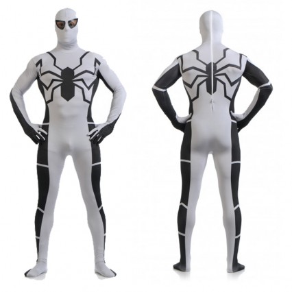 Superhero Comic Costumes Wholesale Zentai Suits Spider-Man Spider White Black Leotard Onesie Cosplay Costume