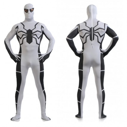 Superhero Comic Costumes Wholesale Zentai Suits Spider-Man Spider White Black Leotard Onesie Cosplay Costume Superhero Comic Costumes Wholesale Zentai Suits Spider-Man Spider White Black Leotard Onesie Cosplay Costume