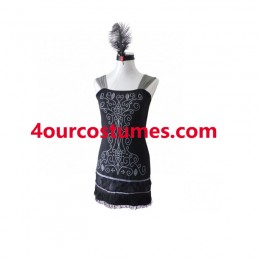 Women Costumes 1920 womens costume Black Flapper Fancy dress for Carnival Party