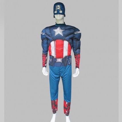 Superhero Comic Costumes Wholesale Captain American Deluxe Captain America Muscle Mens Costume from China Manufacturer Directly