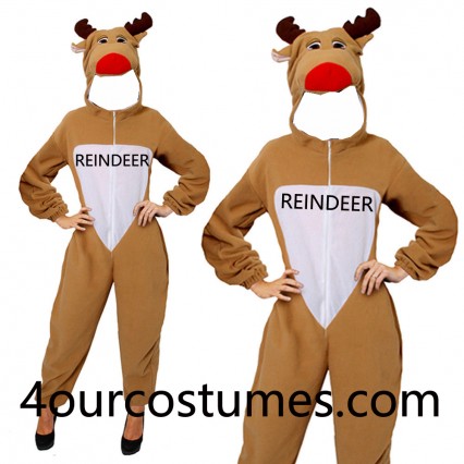 Adult Unisex Reindeer Christmas Costumes Xmas Rudolph Mens Ladies Fancy Dress Adult Unisex Reindeer Christmas Costumes Xmas Rudolph Mens Ladies Fancy Dress