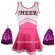 Cheerleader Fancy Dress Outfit Uniform High School Musical Costume With Pom Poms Pink