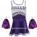 Cheerleader Fancy Dress Outfit Uniform High School Musical Costume With Pom Poms Purple