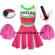 Girls zombie cheerleader children school fancy dress Pink