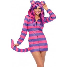 Halloween Sexy Lingerie Costumes Mascot Adult Fancy Dress Party Supply Carnival Purple Pink Cheshire Cat Hoodie Costume