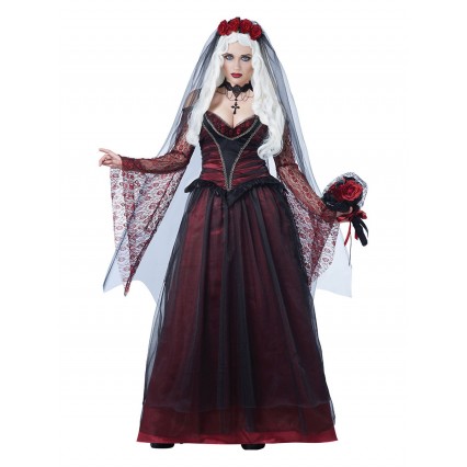 Halloween Costumes Wholesale Ghost Bride Burgundy Lace Royal Dress Headwear Polyester Holidays Costumes Halloween Costumes Wholesale Ghost Bride Burgundy Lace Royal Dress Headwear Polyester Holidays Costumes