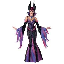 Halloween Evil Queen Costumes For Women Purple Color Block Sexy Choker Dress Polyester Holidays Costumes