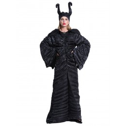 Halloween Witch Costumes Black Polyester Long Dress Headwear Holidays Costumes Full Set