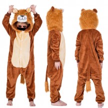 Lion Jumpsuit Onesies Kigurumis For Kids Boy Girl Pajamas Flannel Button Style Onesie Cute Funny Animal Suit Christmas Festival Gift