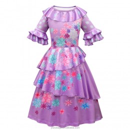 Carnival Encanto Isabella TV Movie Cosplay Girls Short Sleeve Flower Ruffles Princess Party Clothes Dress Costumes