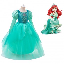 Halloween Mermaid Costume for Girls Princess Ariel Ball Gown Children Kids Party Frocks Embroidery Carnival Party Dresses