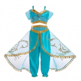 Aladdin jasmine Costume Kids Child Girls Jasmine Princess Costumes Halloween Party Belly Dance for Children Girls Cosplay