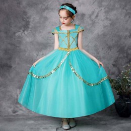 Hot Selling Girls Princess Costume Jasmine Cosplay Summer Trending Party Wear Girl Dresses