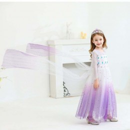 New Girl Princess Elsa dress Kids summer dress for girls Purple Elsa dress for children 2-10 years