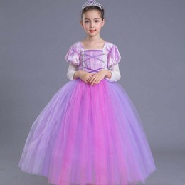 Wholesale High Quality Children Purple Rapunzel Long Puffy Sofia Princess Dress For Girls SMR020