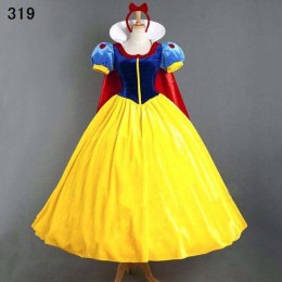 Wholesale Women Adult Halloween Cartoon Princess Snow White Costume For Sale white snow princess With bustle