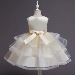 BAIGE Flower Girl Dress Kids Party Gown baby Tutu Princess Dress With bead Knee length Birthday Clothing