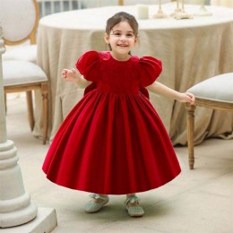 BAIGE Wholesale Baby Infant Kids Clothing Lace Flower Girl First Birthday Party Dress