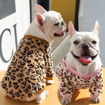 Amazon Hot Sale Autumn and Winter Warm Pet Pajamas Fashion Leopard Dog Coat