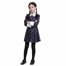 Hottest Trends Kids Black Gothic 4-10y Girl Wednesday Addams Skull Print Costume For Halloween Party Trick-or-treating  Hottest Trends Kids Black Gothic 4-10y Girl Wednesday Addams Skull Print Costume For Halloween Party Trick-or-treating