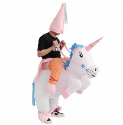 100% Polyester Inflatable Suit Funny Blow up Costume Cosplay Party Christmas Halloween Inflatable Unicorn Costume for Adult Kids