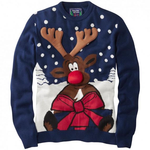 Unisex 3D Elk Horn Ugly Christmas Sweater