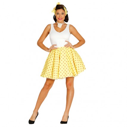 Women Costumes 1950s Womens Costume 50s Set in Yellow Black Pink for Carnival Party Women Costumes 1950s Womens Costume 50s Set in Yellow Black Pink for Carnival Party