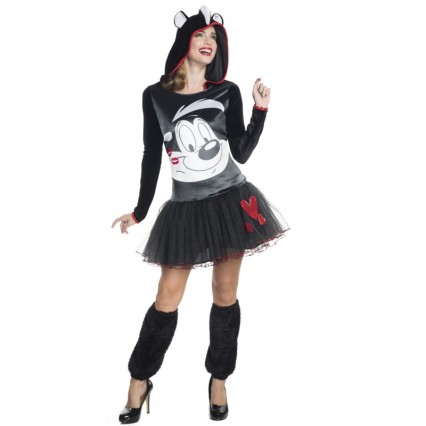 Looney Tunes Costumes Wholesale Hooded Tutu Dress Adult Pepe Le Pew Costume from China Manufacturer Directly