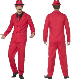 Occupation Costumes Wholesale Gangster Pimp Red Zoot Suit Gangster Mens Costume from China Manufacturer Directly