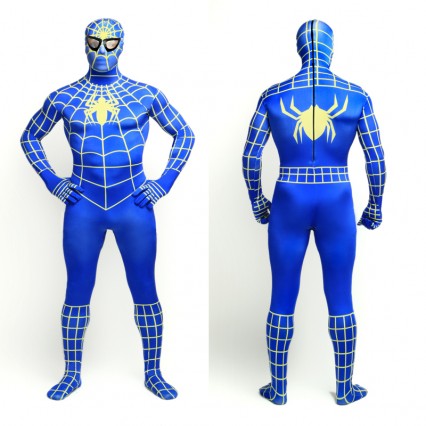 Superhero Comic Costumes Wholesale Halloween Blue Yellow Stripe Spiderman Zentai Suit Costumes from China Manufacturer Directly Superhero Comic Costumes Wholesale Halloween Blue Yellow Stripe Spiderman Zentai Suit Costumes from China Manufacturer Directly