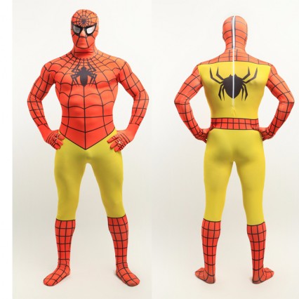 Superhero Comic Costumes Wholesale Halloween Orange Yellow Lycra Spandex Zentai Suit Inspired by Spiderman from China Manufacturer Directly Superhero Comic Costumes Wholesale Halloween Orange Yellow Lycra Spandex Zentai Suit Inspired by Spiderman from China Manufacturer Directly