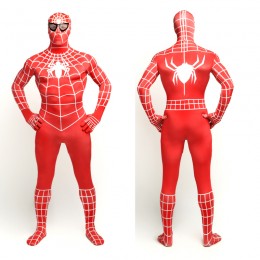 Superhero Comic Costumes Wholesale Red Lycra Spandex Unisex Spiderman Costume Suit Outfit Zentai with White Stripe from China Manufacturer Directly  Superhero Comic Costumes Wholesale Red Lycra Spandex Unisex Spiderman Costume Suit Outfit Zentai with White Stripe from China Manufacturer Directly