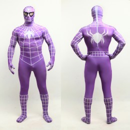 Superhero Comic Costumes Wholesale Halloween Purple Lycra Spandex White Stripe Zentai Suit Inspired by Spiderman Halloween from China Manufacturer Directly  Superhero Comic Costumes Wholesale Halloween Purple Lycra Spandex White Stripe Zentai Suit Inspired by Spiderman Halloween from China Manufacturer Directly
