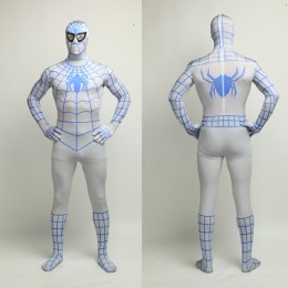 Superhero Comic Costumes Wholesale Halloween Lycra Spandex Blue White Stripes Zentai Suit Inspired by Spiderman Halloween from China Manufacturer Directly  Superhero Comic Costumes Wholesale Halloween Lycra Spandex Blue White Stripes Zentai Suit Inspired by Spiderman Halloween from China Manufacturer Directly