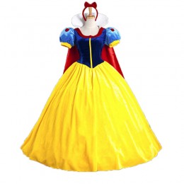 Halloween Cosplay Fancy Dress Princess Snow White Costume for Adult with Petticoat