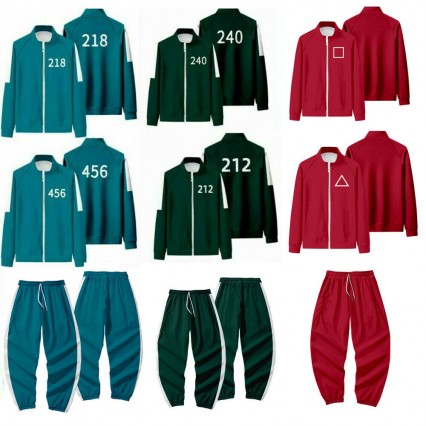 SQUID GAME NO.067 Halloween Costume Adults Woman Tracksuit Green Red Set